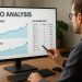 An SEO specialist analysing website ranking graphs and keyword data