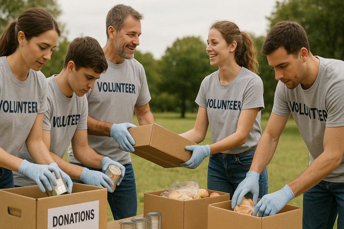 Community volunteers working together on a local outreach project